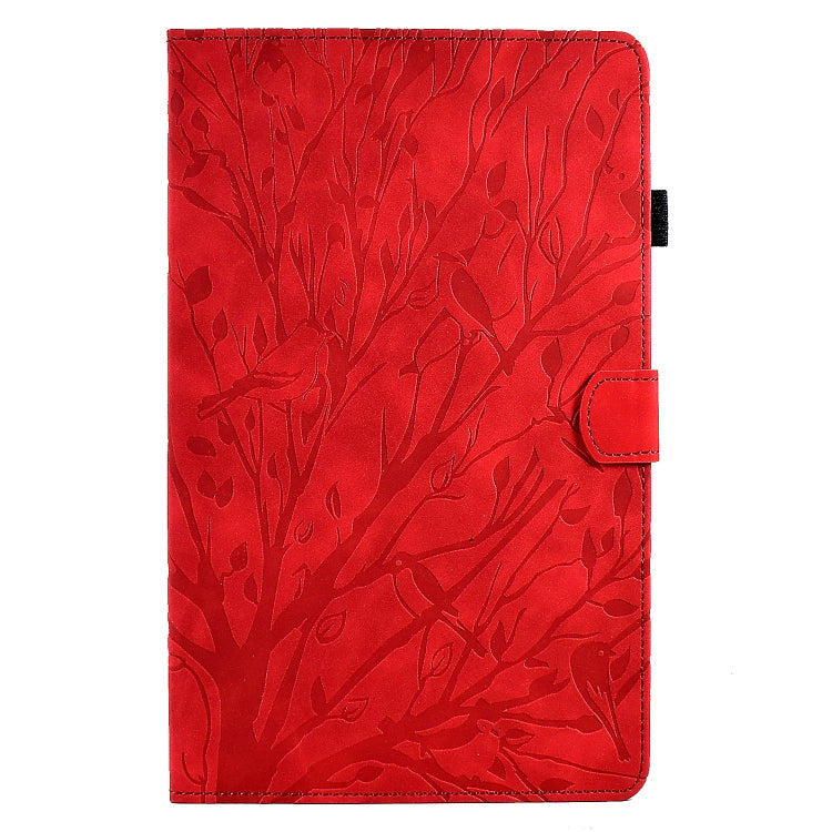 For Samsung Galaxy Tab A 10.1 2016 Fortune Tree Pressure Flower PU Tablet Case with Wake-up / Sleep Function(Red)