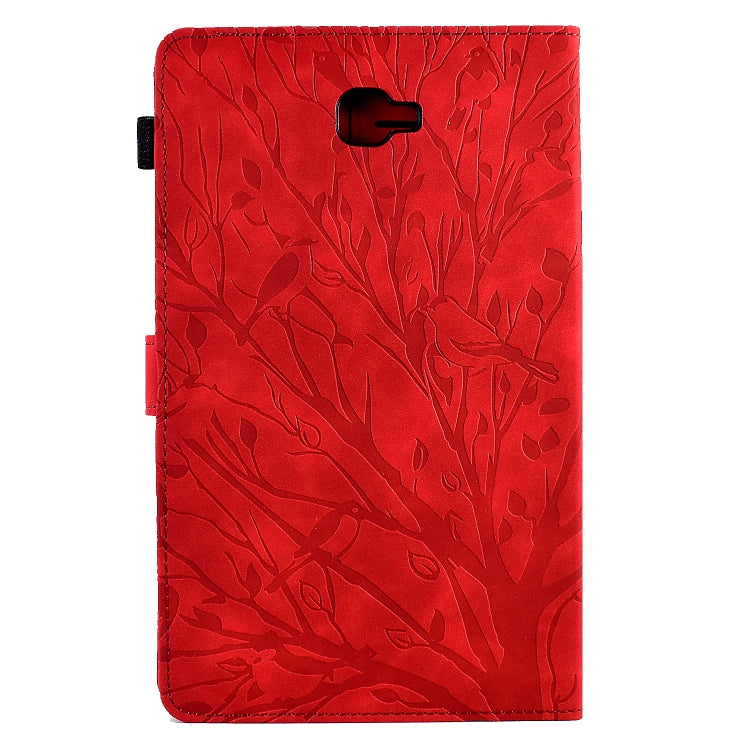 For Samsung Galaxy Tab A 10.1 2016 Fortune Tree Pressure Flower PU Tablet Case with Wake-up / Sleep Function(Red)