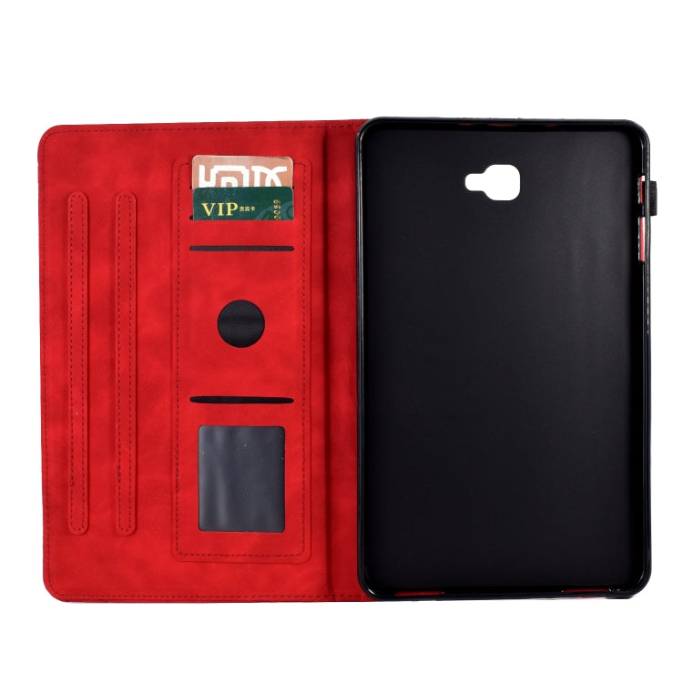 For Samsung Galaxy Tab A 10.1 2016 Fortune Tree Pressure Flower PU Tablet Case with Wake-up / Sleep Function(Red)
