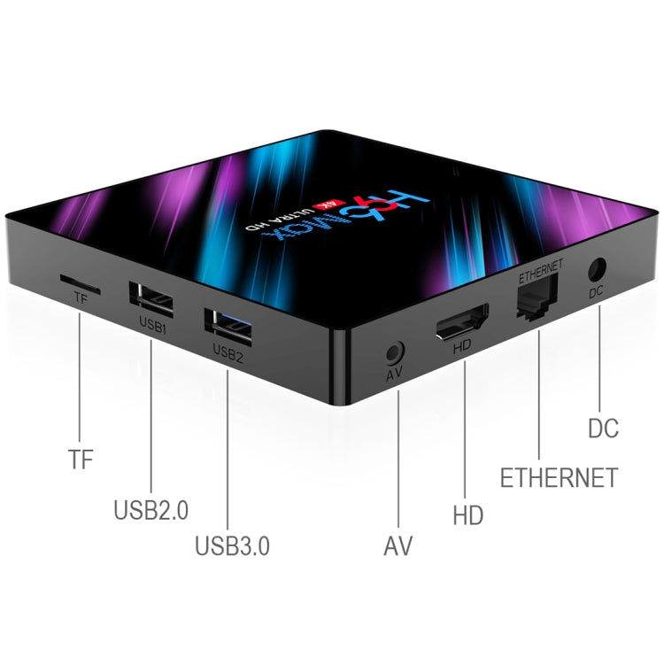 H96 Max-3318 4K Ultra HD Android TV Box with Remote Controller, Android 10.0, RK3318 Quad-Core 64bit Cortex-A53, 4GB+32GB, Support TF Card / USBx2 / AV / Ethernet, Plug Specification:UK Plug