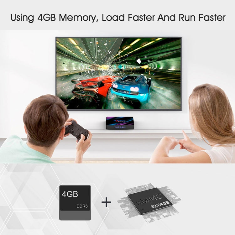 H96 Max-3318 4K Ultra HD Android TV Box with Remote Controller, Android 10.0, RK3318 Quad-Core 64bit Cortex-A53, 4GB+32GB, Support TF Card / USBx2 / AV / Ethernet, Plug Specification:UK Plug