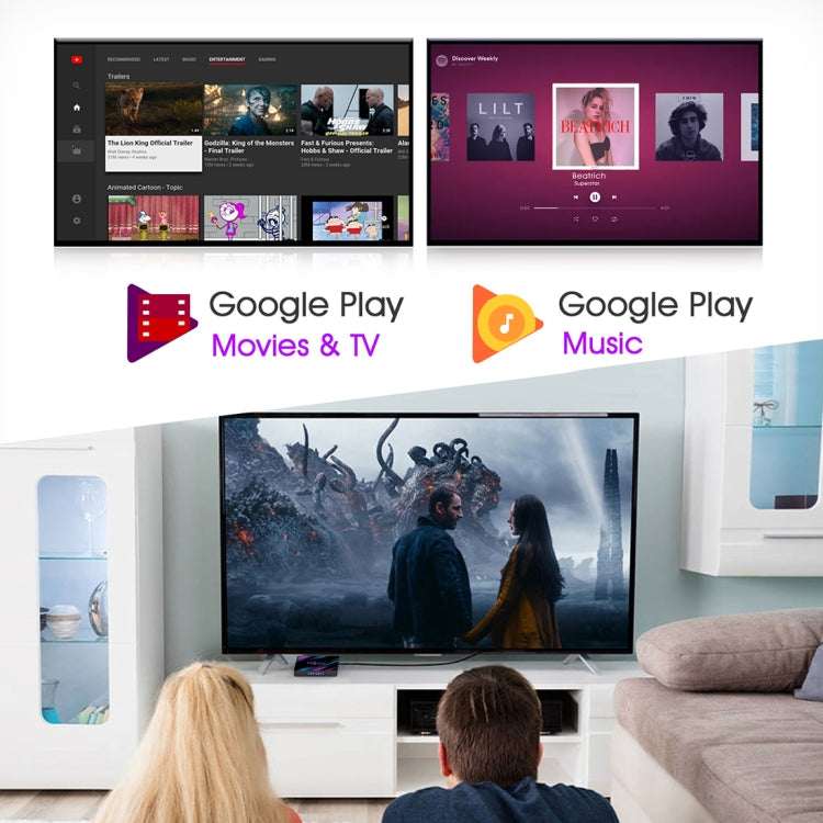 H96 Max-3318 4K Ultra HD Android TV Box with Remote Controller, Android 10.0, RK3318 Quad-Core 64bit Cortex-A53, 4GB+64GB, Support TF Card / USBx2 / AV / Ethernet, Plug Specification:UK Plug