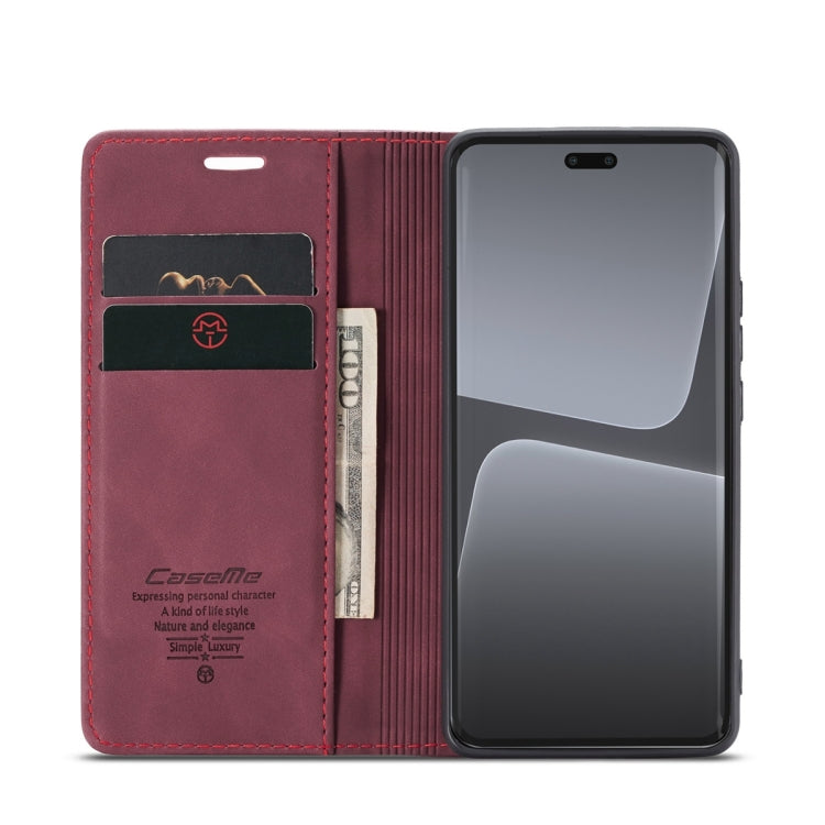 For Xiaomi 13 Lite CaseMe 013 Multifunctional Horizontal Flip Leather Phone Case(Wine Red)