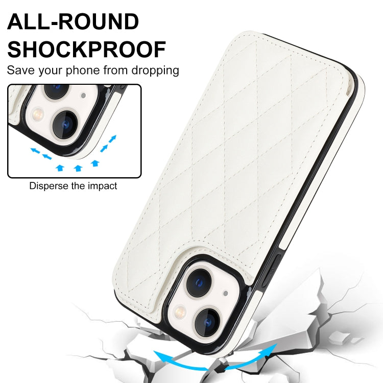 For iPhone 13 mini Double Buckle Rhombic PU Leather Phone Case(White)
