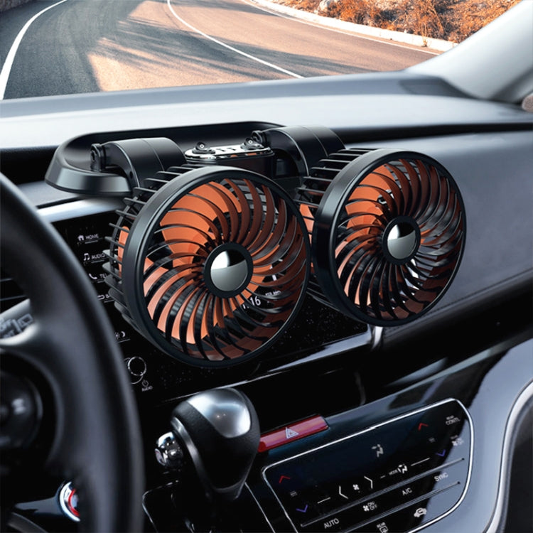 F622U Car Creative Folding Rotatable Double Head Electric Cooling Fan with Dual USB Charging Port, Style:USB Universal