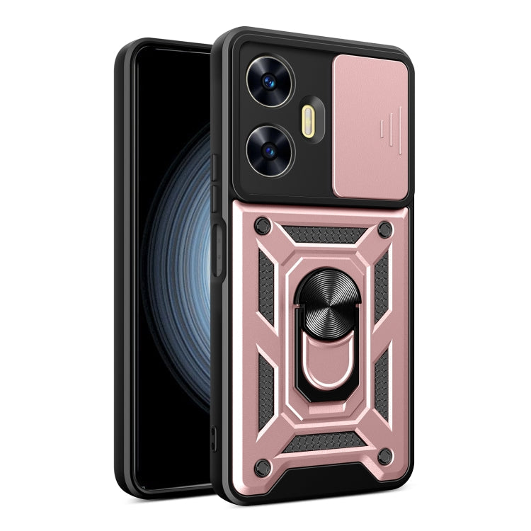 For Realme C55 4G Sliding Camera Cover Design TPU Phone Case(Rose Gold)