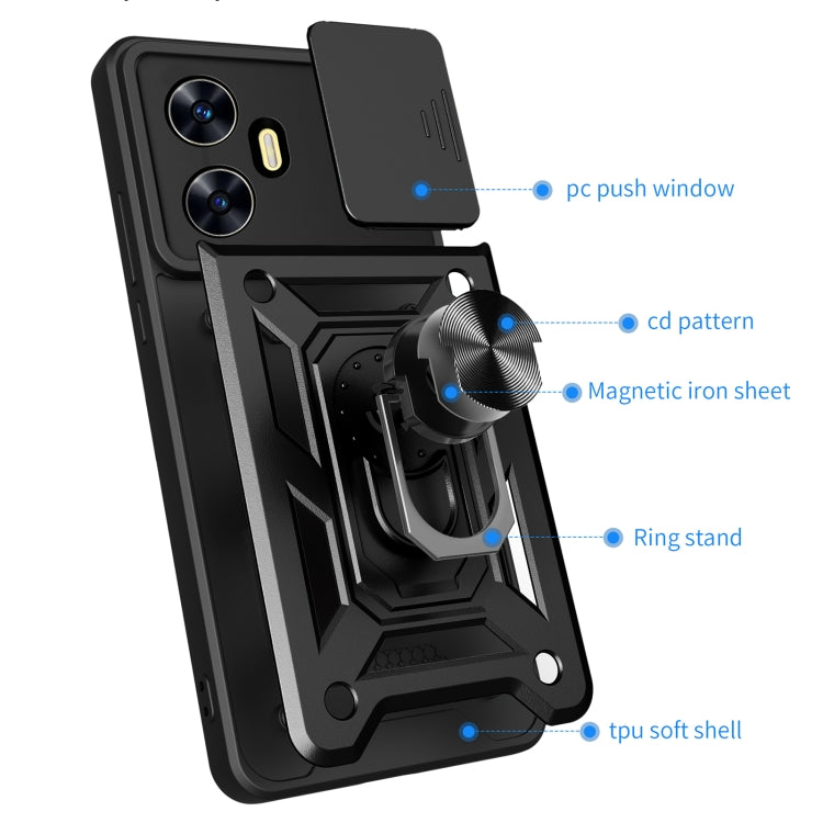 For Realme C55 4G Sliding Camera Cover Design TPU Phone Case(Rose Gold)