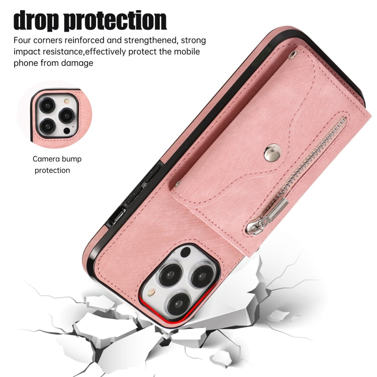 Zipper RFID Card Slot Phone Case with Short Lanyard, For iPhone 12 mini, For iPhone 12 / 12 Pro, For iPhone 12 Pro Max, For iPhone 11