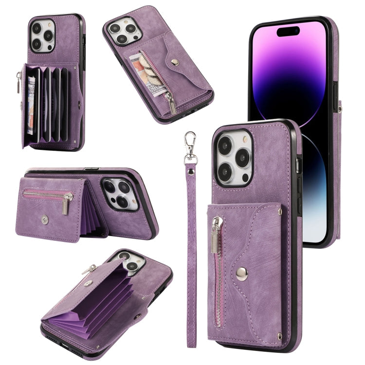 Zipper RFID Card Slot Phone Case with Short Lanyard, For iPhone 11 Pro, For iPhone 11 Pro Max