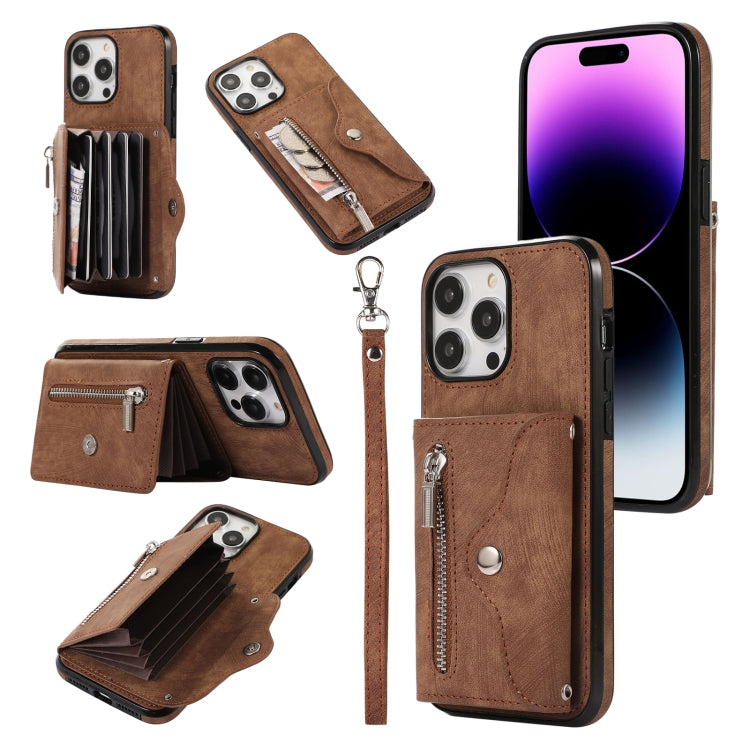 Zipper RFID Card Slot Phone Case with Short Lanyard, For iPhone 11 Pro, For iPhone 11 Pro Max
