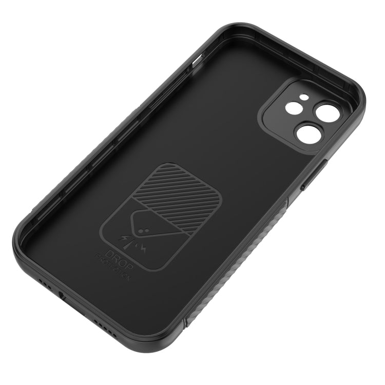 For iPhone 12 Wavy Texture TPU Phone Case with Lens Film(Black)