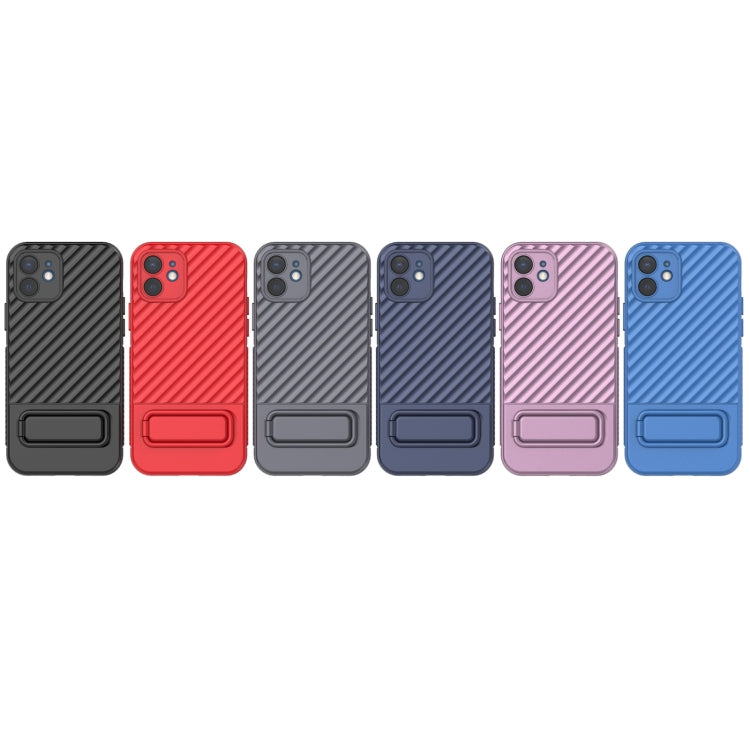 For iPhone 12 Wavy Texture TPU Phone Case with Lens Film(Black)
