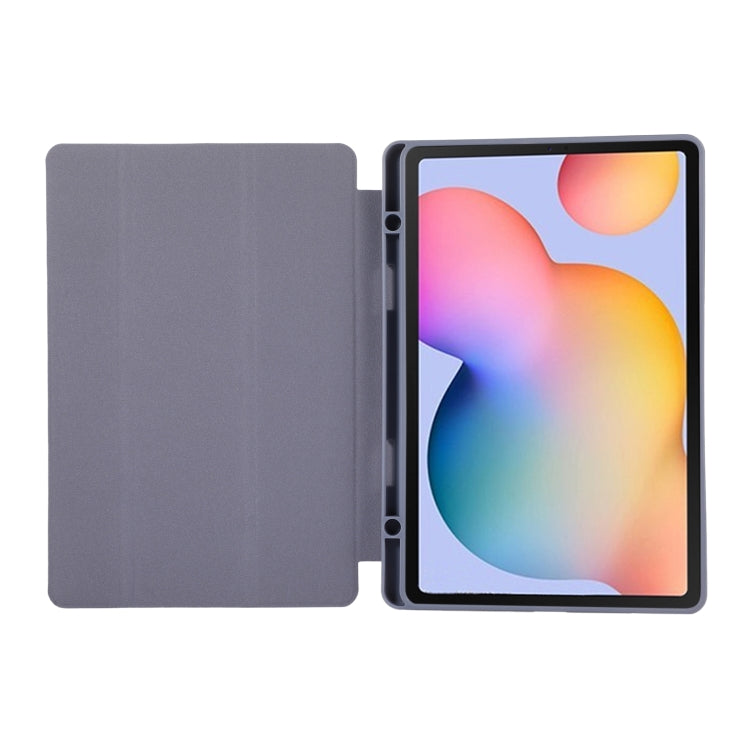 For Samsung Galaxy Tab S6 Lite/Tab S6 Lite 2022 Solid Color 3-folding Leather Tablet Case(Black)