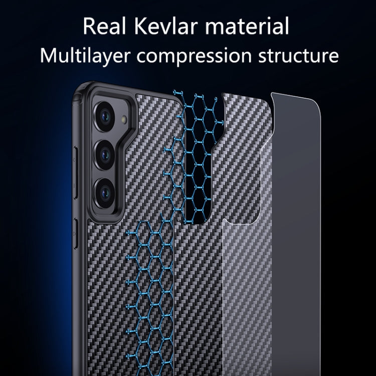 For Samsung Galaxy S23 5G wlons Magsafe Carbon Fiber Kevlar TPU Phone Case(Black)