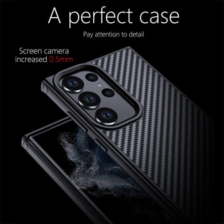 For Samsung Galaxy S23 Ultra 5G wlons Magsafe Carbon Fiber Kevlar TPU Phone Case(Black)