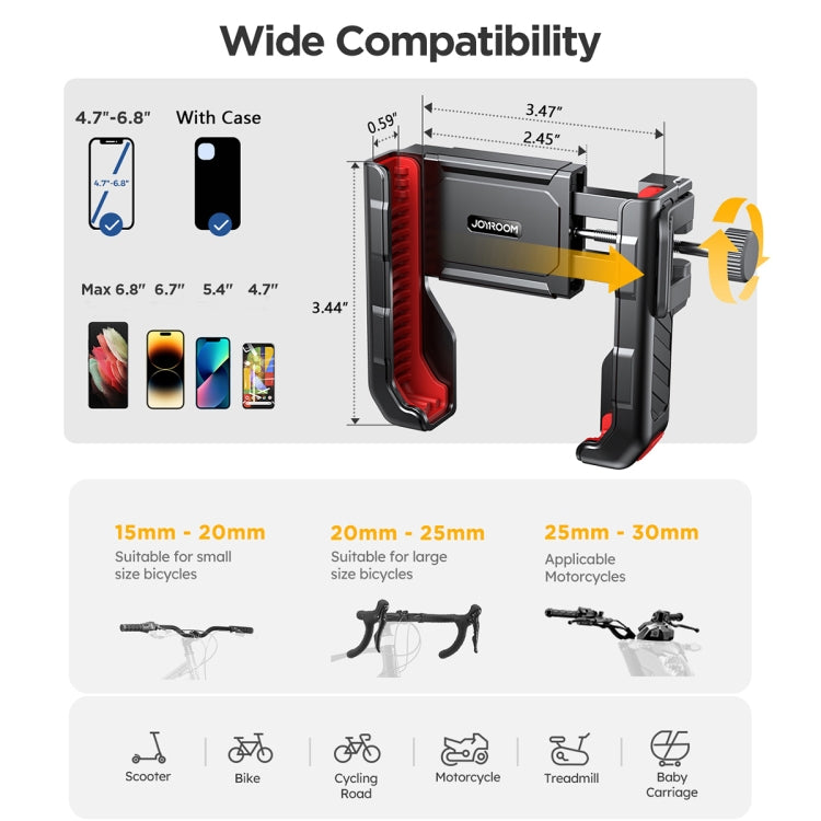 JOYROOM JR-ZS266 Bicycle Handle Phone Mount Compatible with 4.7-6.8 inch(Black)
