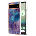 For Google Pixel 6A Electroplating Marble Dual-side IMD Phone Case(Purple 016)