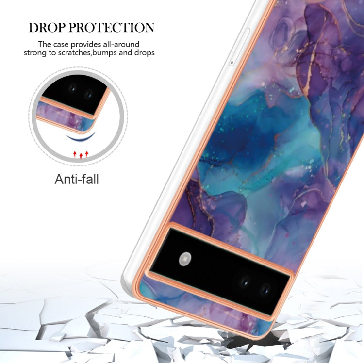 For Google Pixel 6A Electroplating Marble Dual-side IMD Phone Case(Purple 016)