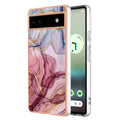 For Google Pixel 6A Electroplating Marble Dual-side IMD Phone Case(Rose Red 014)