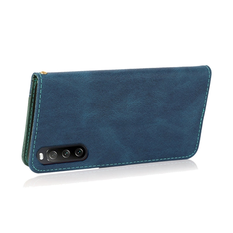 For Sony Xperia 10 V 2023 Dual-color Stitching Leather Phone Case(Blue Green)