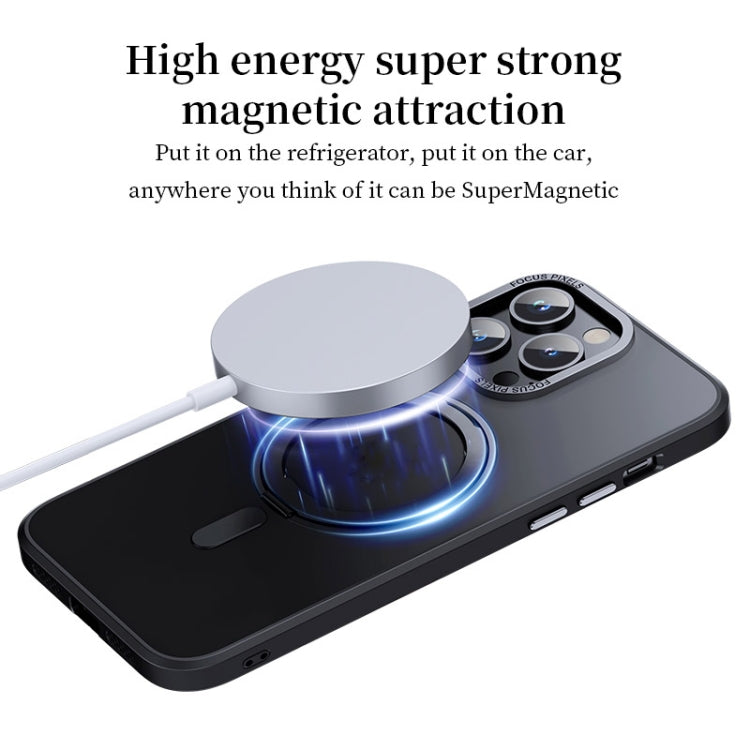 For iPhone 14 Pro Max 360 Rotating MagSafe Magnetic Skin Feel Phone Case(Black)
