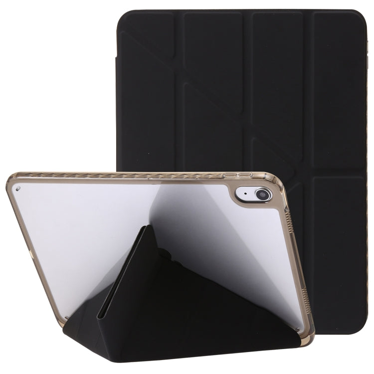 For iPad 10th Gen 10.9 2022 Clear Acrylic Deformation Leather Tablet Case(Black)