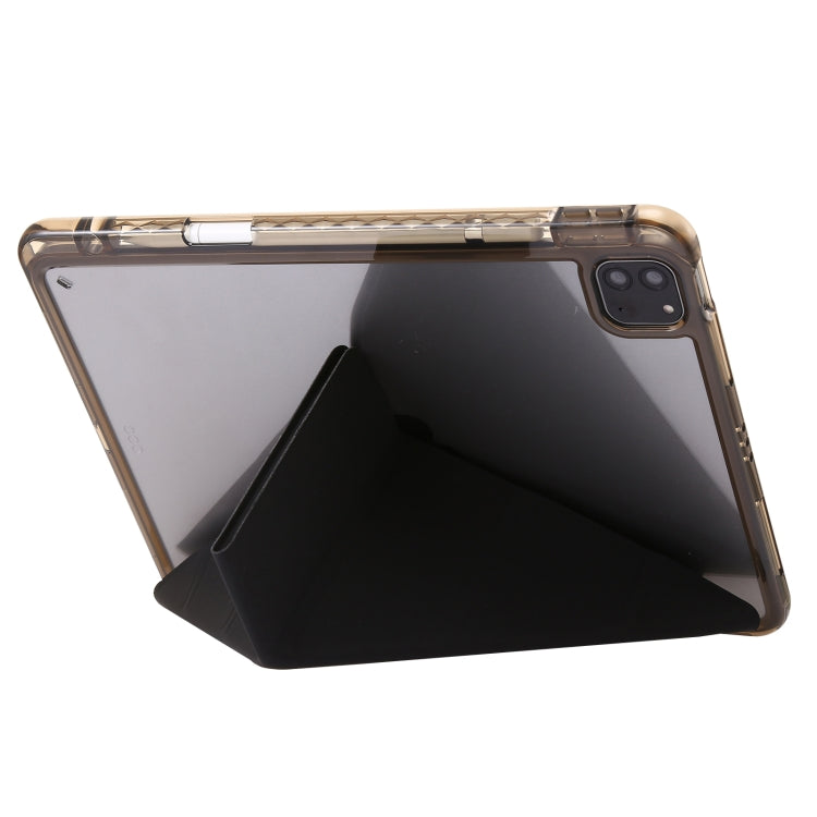 For iPad Pro 12.9 2022 / 2021 / 2020 Clear Acrylic Deformation Leather Tablet Case(Black)
