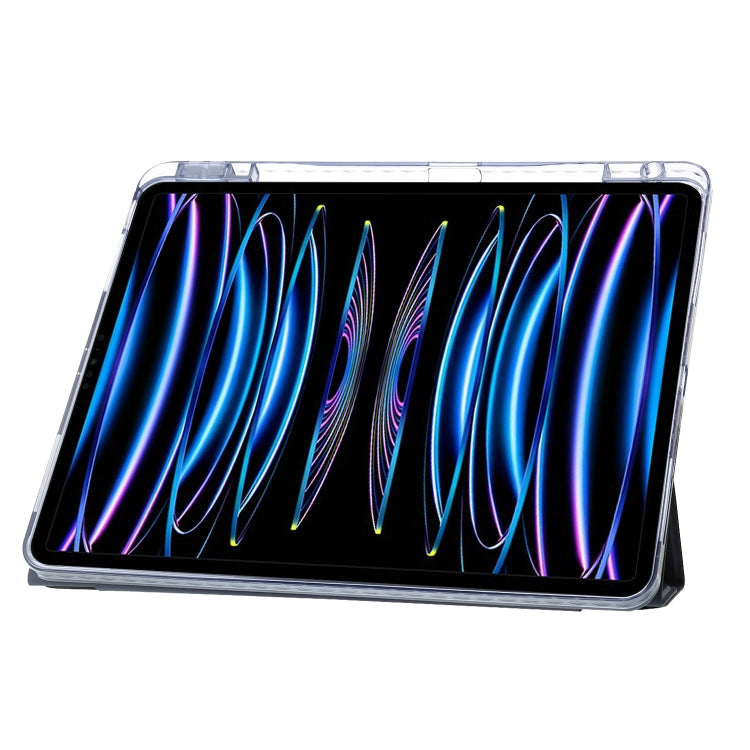 For iPad Pro 12.9 2022 / 2021 / 2020 Clear Acrylic Deformation Leather Tablet Case(Black)