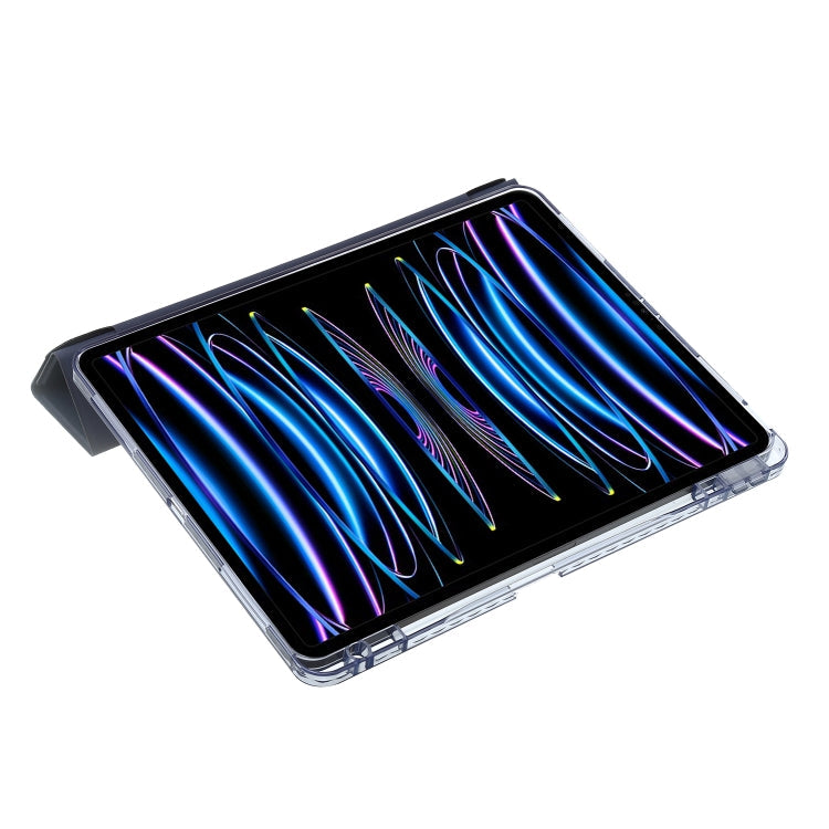 For iPad Pro 12.9 2022 / 2021 / 2020 Clear Acrylic Deformation Leather Tablet Case(Black)