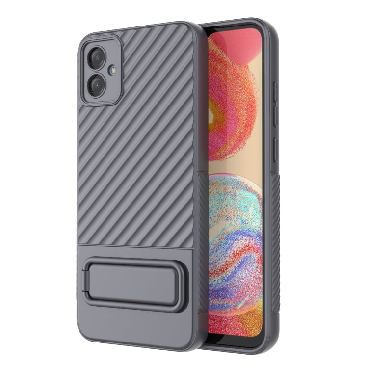 For Samsung Galaxy A04e 4G Wavy Texture TPU Phone Case with Lens Film(Grey)