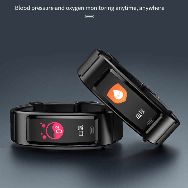 B7 Bluetooth Earphone Smart Bracelet, Support Sleep Monitoring / Blood Oxygen Monitoring / Heart Rate Monitoring(Gold + Brown Leather Belt)