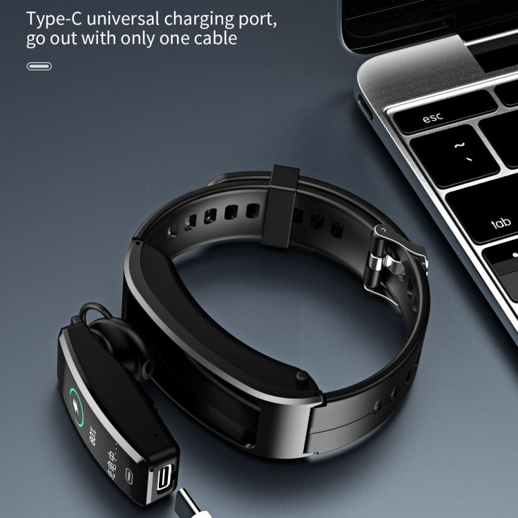 B7 Bluetooth Earphone Smart Bracelet, Support Sleep Monitoring / Blood Oxygen Monitoring / Heart Rate Monitoring(Gold + Brown Leather Belt)