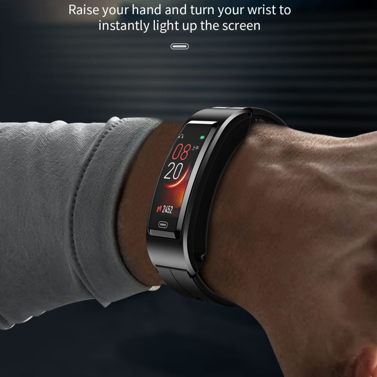 B7 Bluetooth Earphone Smart Bracelet, Support Sleep Monitoring / Blood Oxygen Monitoring / Heart Rate Monitoring(Gold + Brown Leather Belt)