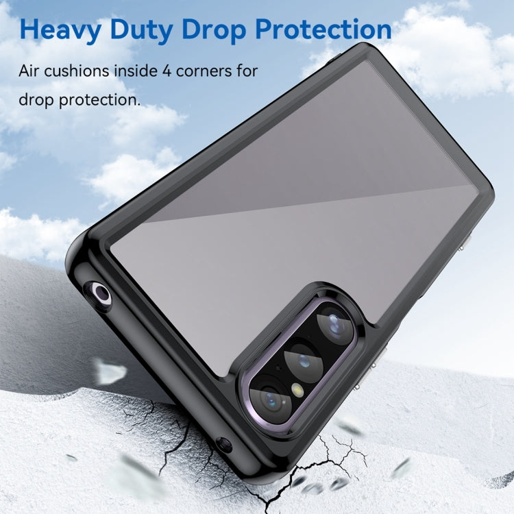 For Sony Xperia 1 V Colorful Series Acrylic  TPU Phone Case(Black)