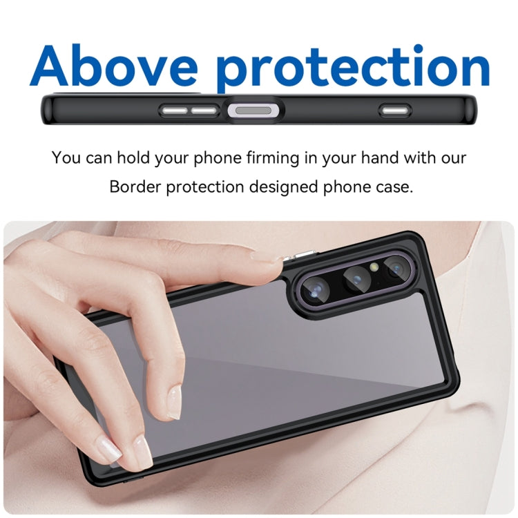 For Sony Xperia 1 V Colorful Series Acrylic  TPU Phone Case(Black)
