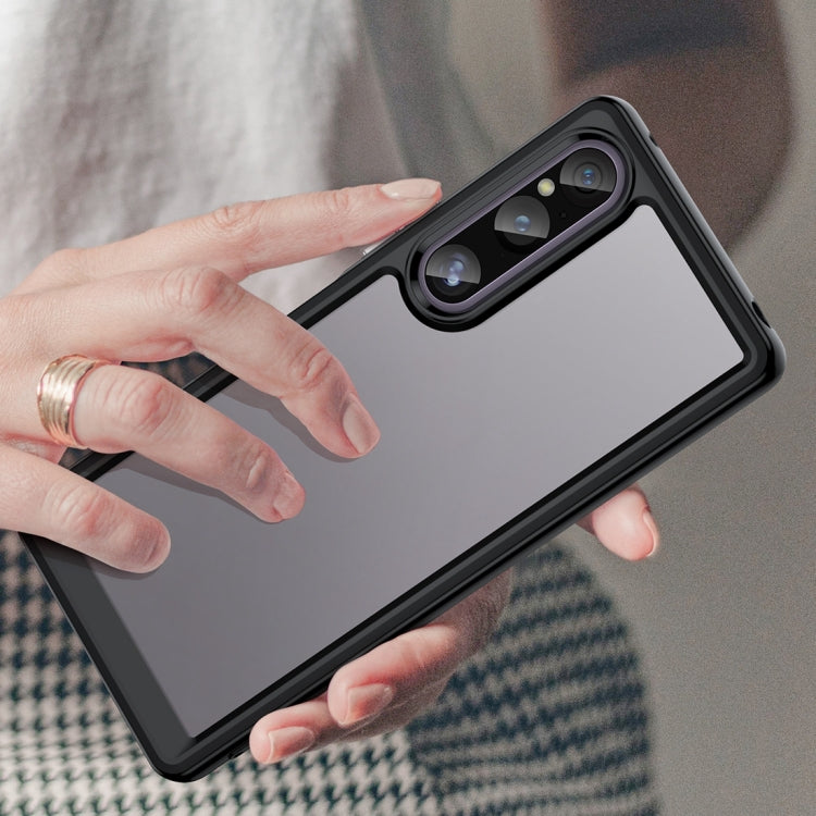 For Sony Xperia 1 V Colorful Series Acrylic  TPU Phone Case(Black)