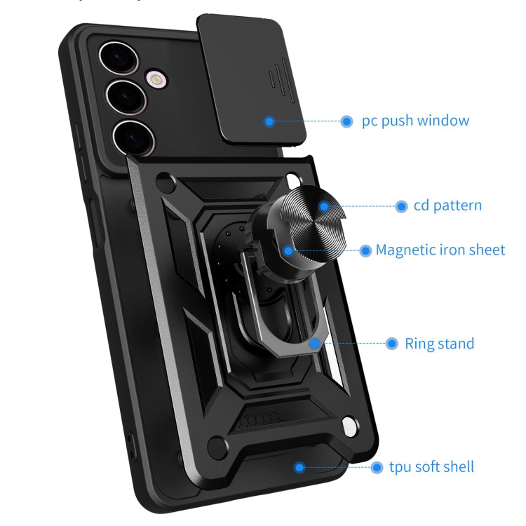 For Samsung Galaxy A24 4G Sliding Camera Cover Design TPU+PC Phone Case(Black)