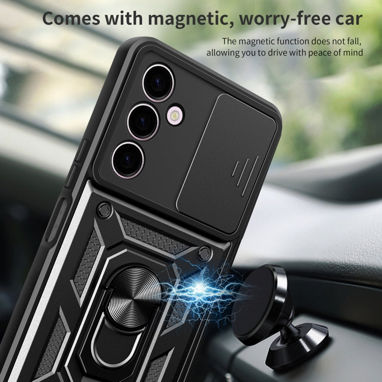 For Samsung Galaxy A24 4G Sliding Camera Cover Design TPU+PC Phone Case(Black)