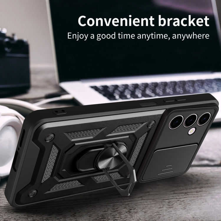 For Samsung Galaxy A24 4G Sliding Camera Cover Design TPU+PC Phone Case(Black)