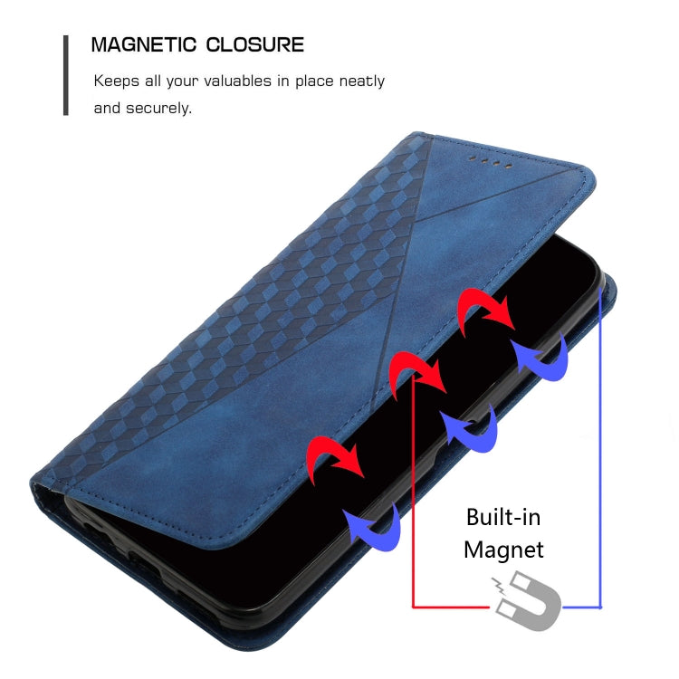 For Google Pixel 7a Diamond Pattern Skin Feel Magnetic Leather Phone Case(Blue)