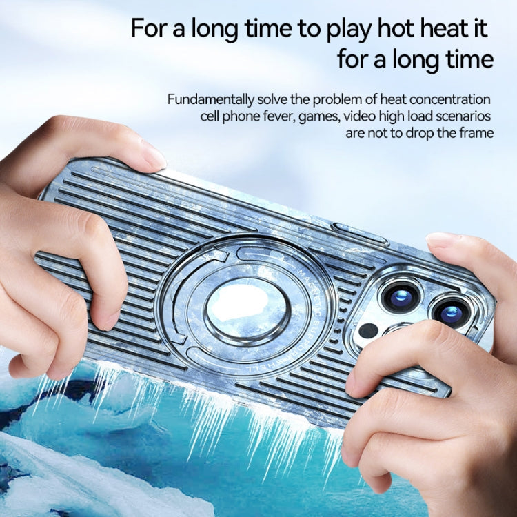 For iPhone 14 Pro Max Cooling MagSafe Magnetic Ring Holder Phone Case(Purple)