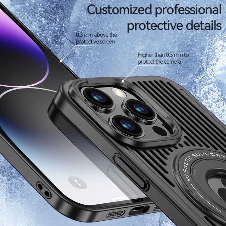 For iPhone 14 Pro Max Cooling MagSafe Magnetic Ring Holder Phone Case(Purple)