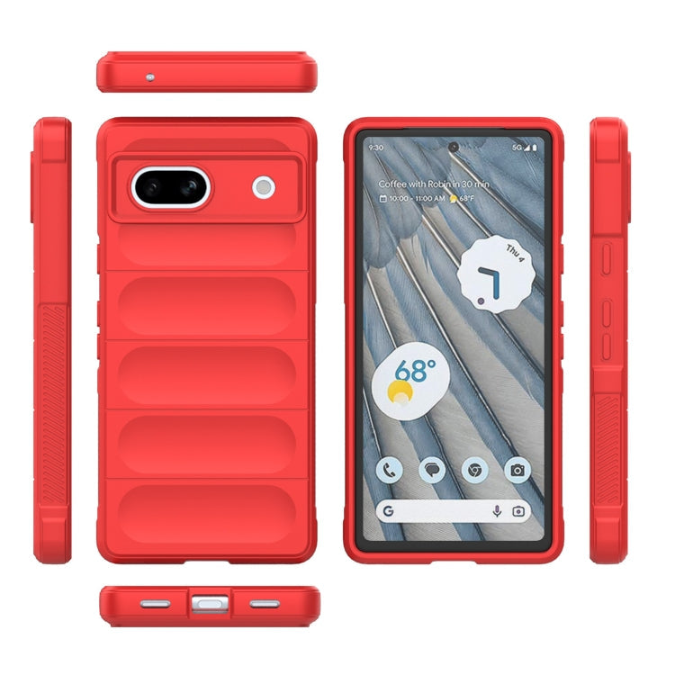 For Google Pixel 7a Magic Shield TPU  Flannel Phone Case(Dark Blue)