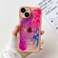 For iPhone 14 Oil Painting Electroplating TPU Phone Case(Pink)