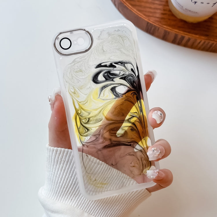 For iPhone SE 2022/2020 / 8 / 7 Oil Painting Electroplating TPU Phone Case(White)
