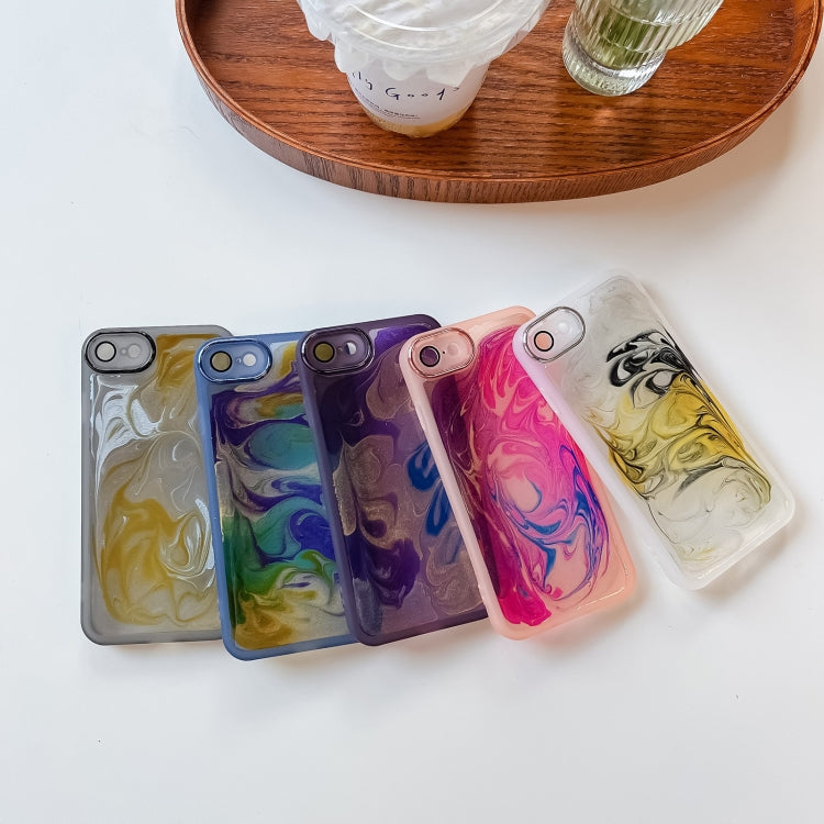For iPhone SE 2022/2020 / 8 / 7 Oil Painting Electroplating TPU Phone Case(White)