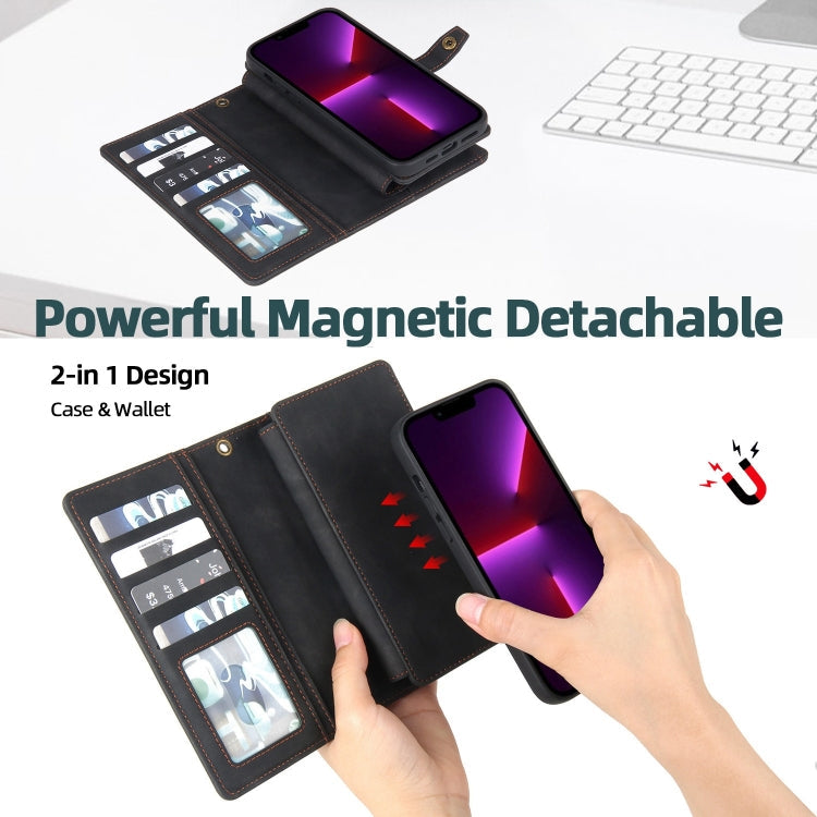 For iPhone 11 Zipper Wallet Magnetic Detachable Leather Phone Case(Black)