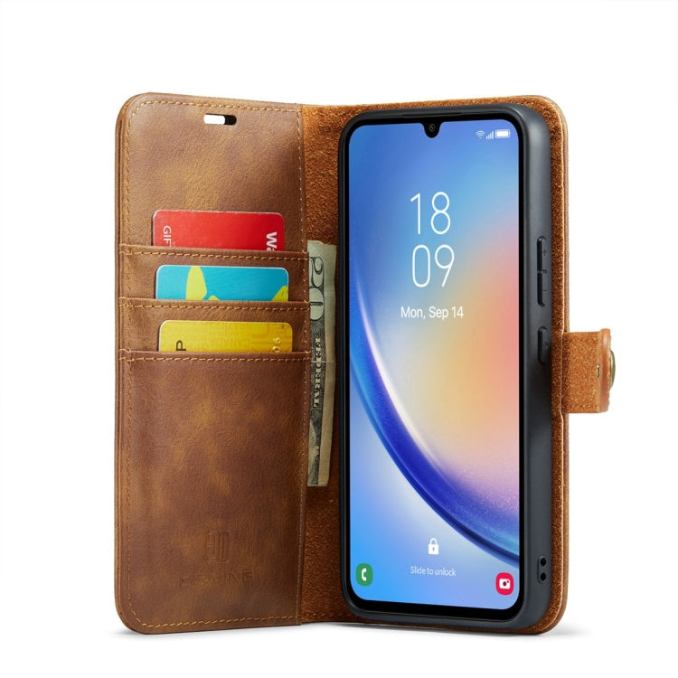 For Samsung Galaxy A34 5G DG.MING Crazy Horse Texture Detachable Magnetic Leather Case(Brown)