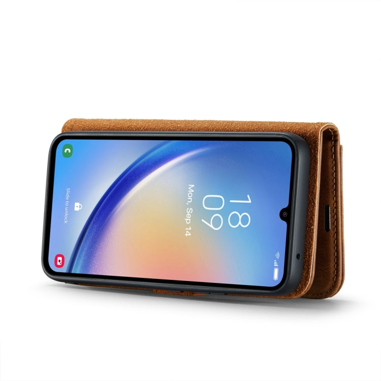 For Samsung Galaxy A34 5G DG.MING Crazy Horse Texture Detachable Magnetic Leather Case(Brown)