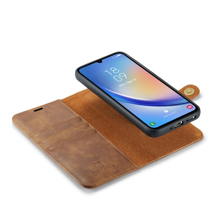 For Samsung Galaxy A34 5G DG.MING Crazy Horse Texture Detachable Magnetic Leather Case(Brown)